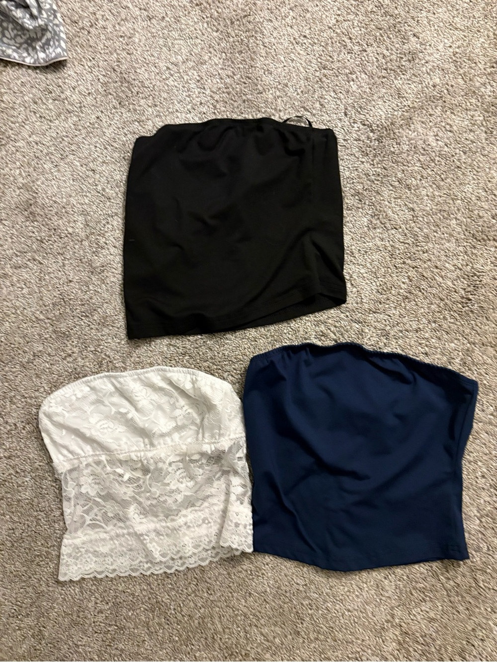 SHEIN Black, White & Navy Bandeau Tube Top Set